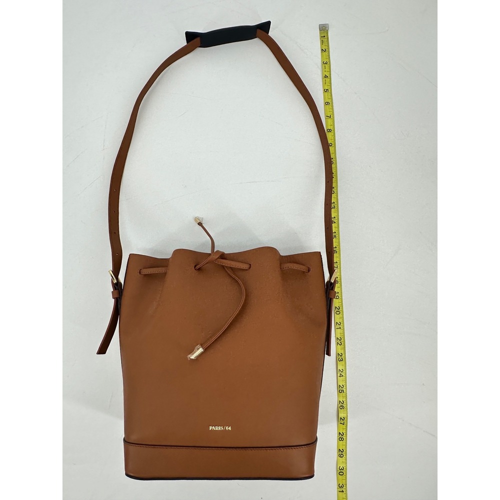 PARIS/64 Always Caramel Bucket Bag Cognac Brown Leather Drawstring Spain Luxury - Picture 11 of 16